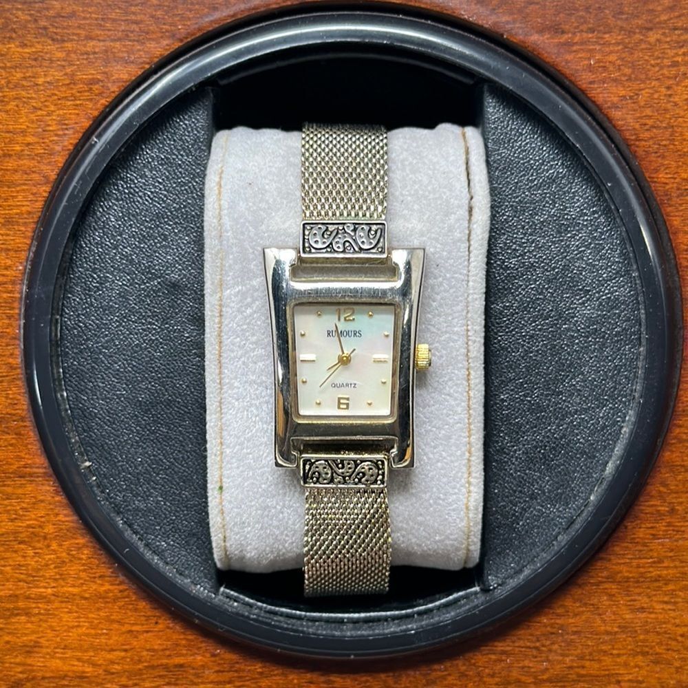 Rumours mother of pearl watch with mesh band